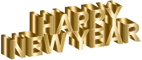 Golden 3D Metallic Happy New Year Clipart Typography Design
