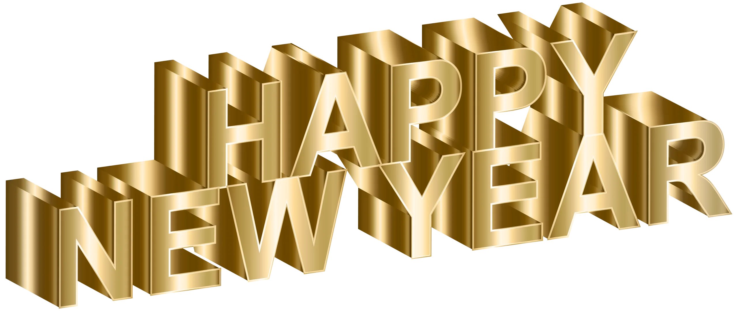 Golden 3D Metallic Happy New Year Clipart Typography Design