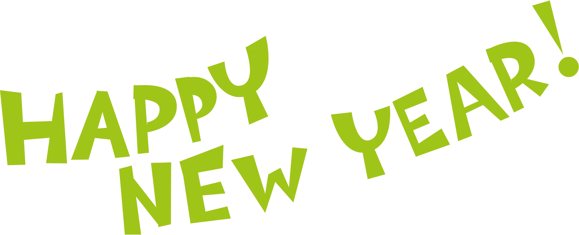 Playful Green Happy New Year Clipart Typography Design for Festive Celebrations