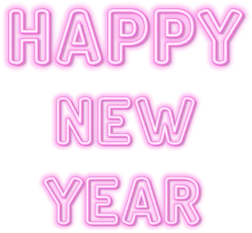 Radiant Pink Neon Happy New Year Clipart with Glowing Outlined Typography