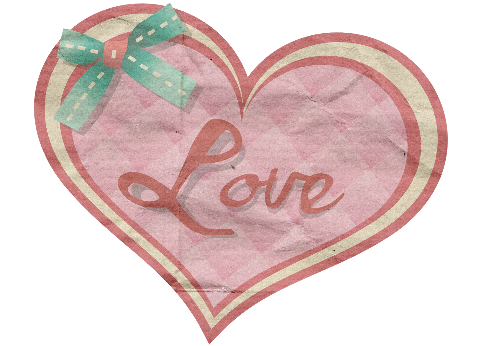 Romantic Watercolor Heart Clipart with Soft Pink Hues and Delicate Bow