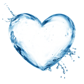 Serene Blue Water Splash Forming Delicate Heart-Shaped Clipart Design