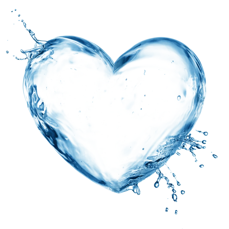 Serene Blue Water Splash Forming Delicate Heart-Shaped Clipart Design