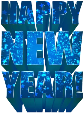 Sparkling Celestial Blue Happy New Year Festive Clipart Graphic Design