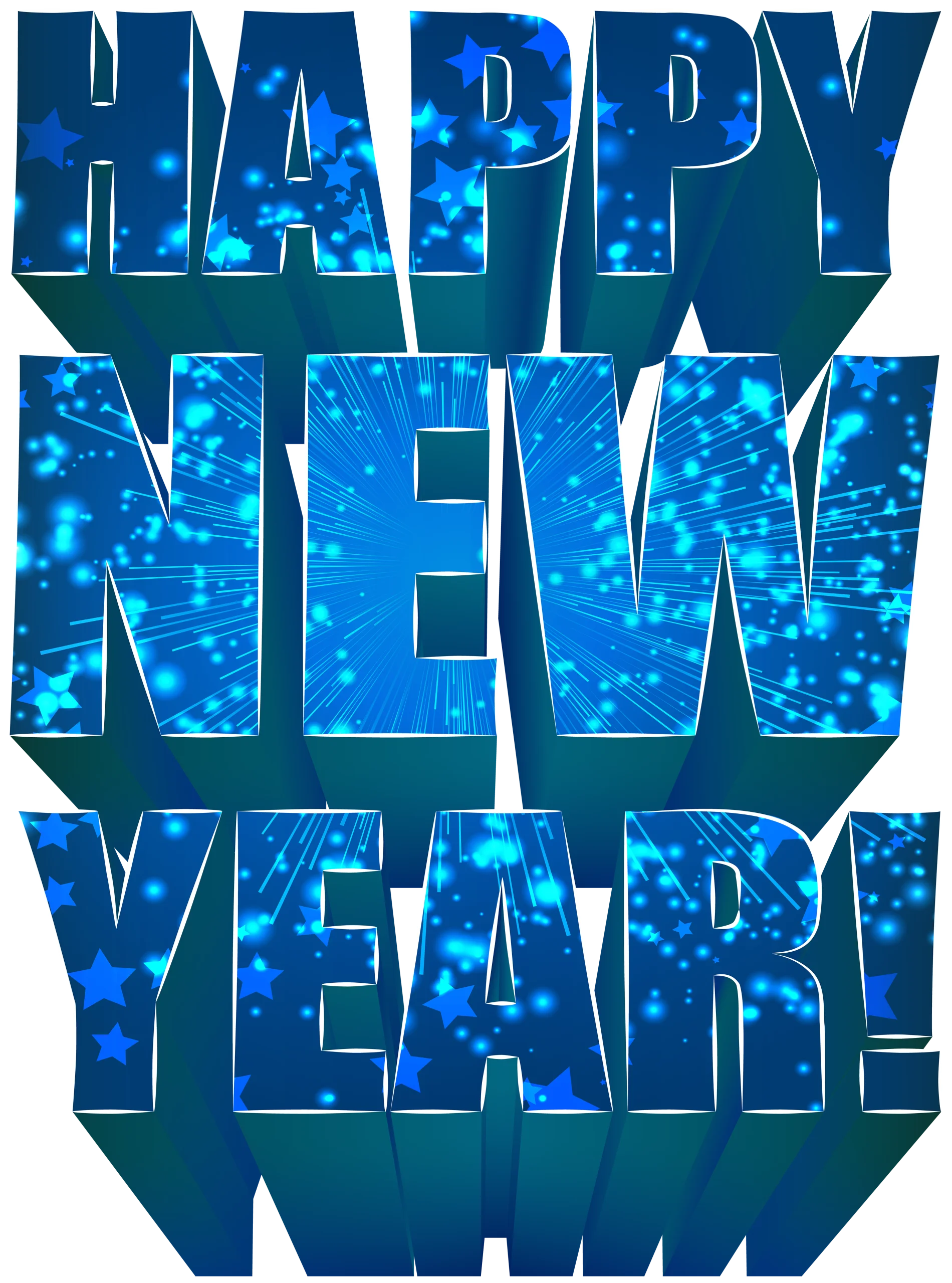 Sparkling Celestial Blue Happy New Year Festive Clipart Graphic Design