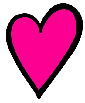Stylish Hot Pink Heart Symbol Clipart Design with Bold Black Outline