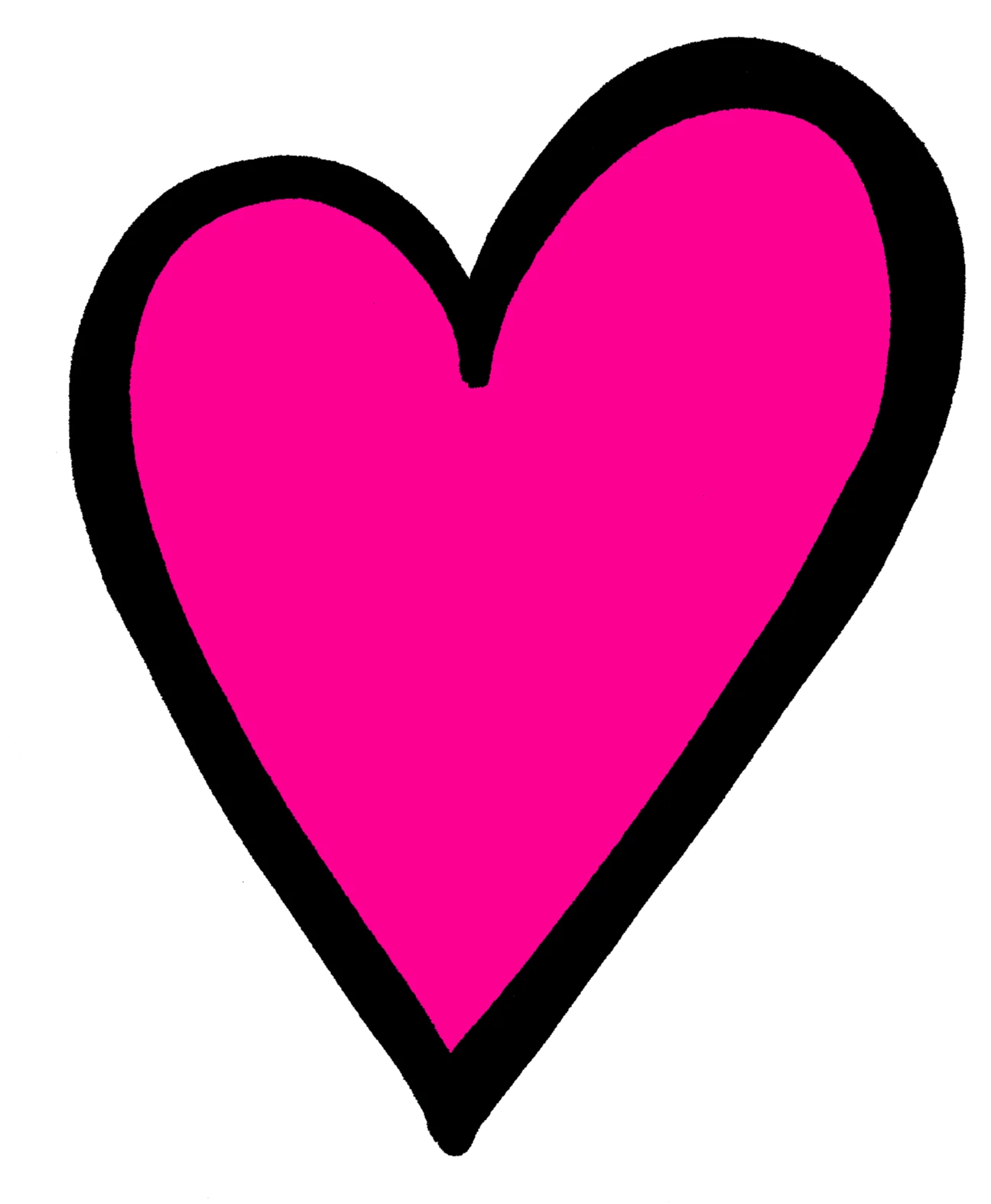 Stylish Hot Pink Heart Symbol Clipart Design with Bold Black Outline