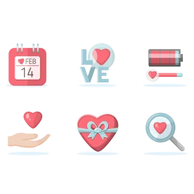 Sweet and Charming Valentine's Day Love Themed Clipart Collection with Soft Colors