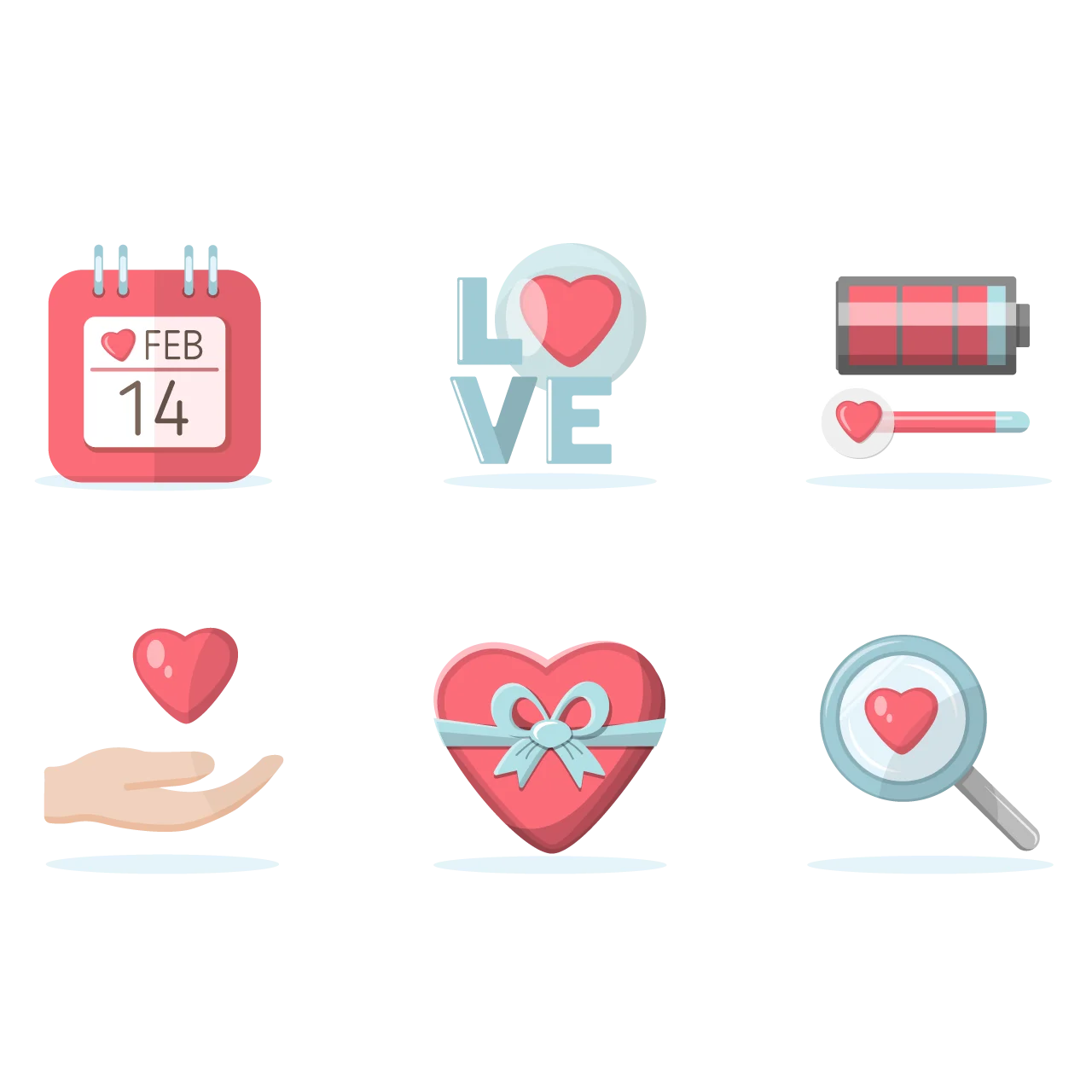 Sweet and Charming Valentine's Day Love Themed Clipart Collection with Soft Colors