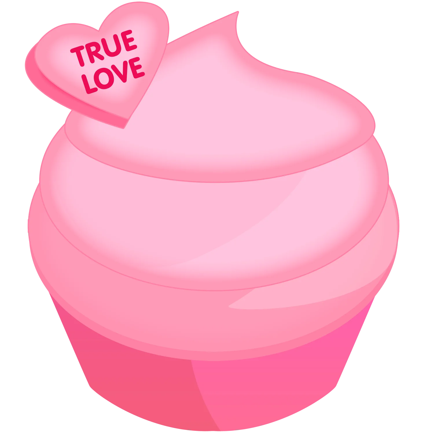 Sweet Valentine's Day Heart-Topped Pink Cupcake Love Clipart Design
