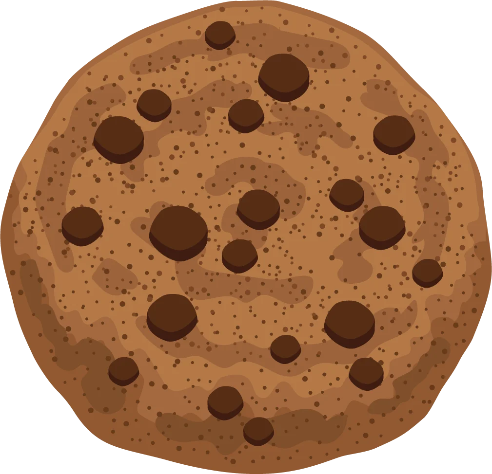 Classic Chocolate Chip Cookie Clipart Design with Scattered Cocoa Morsels