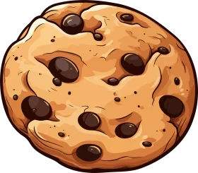 Delectable Chocolate Chip Cookie Clipart with Golden Brown Texture and Melty Chips