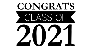 Elegant Black and White Congrats Class of 2021 Graduation Clipart Design