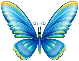 Ethereal Azure Butterfly Clipart - Delicate Symmetrical Wing Design Illustration