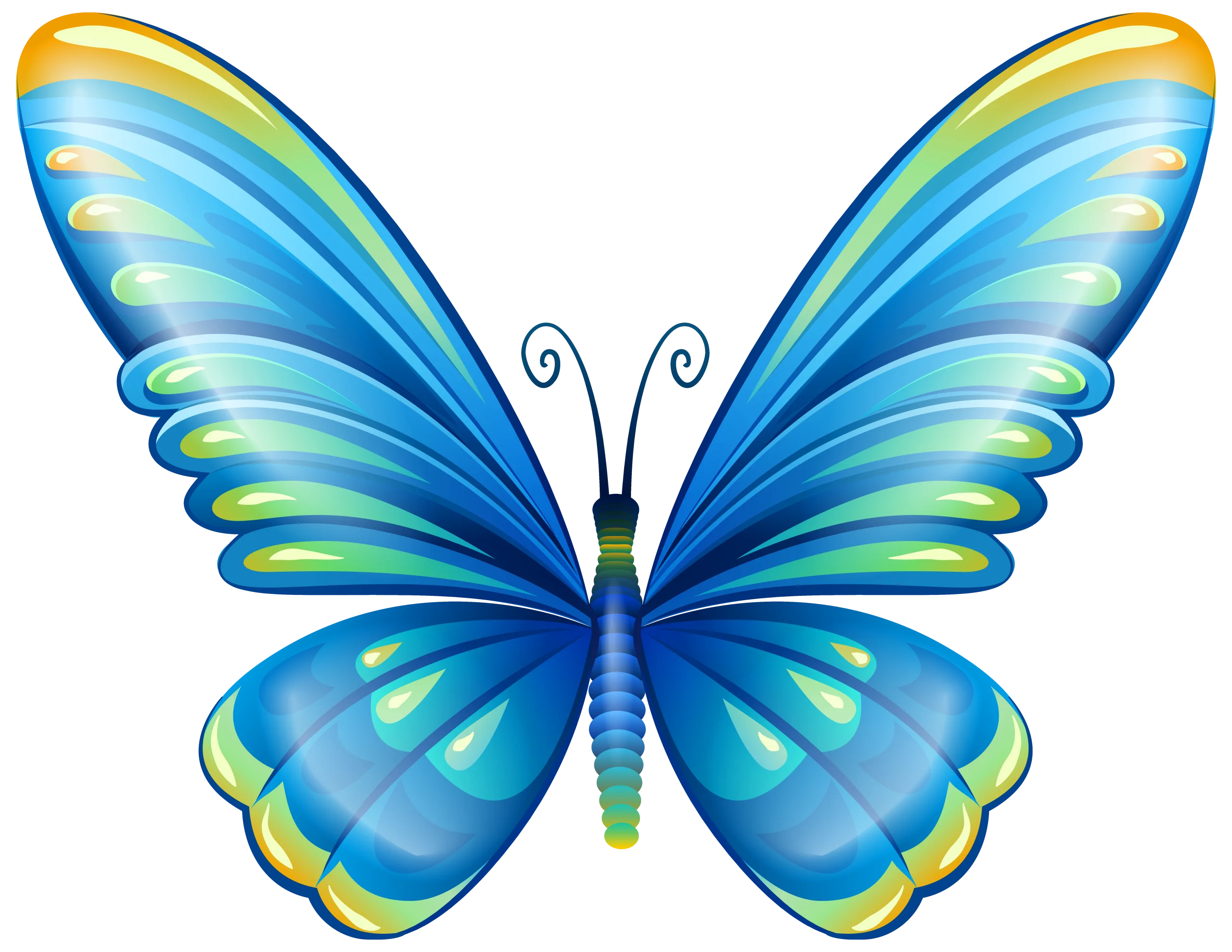 Ethereal Azure Butterfly Clipart - Delicate Symmetrical Wing Design Illustration