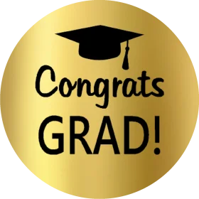 Golden Graduation Celebration Clipart Sticker with Mortarboard Cap