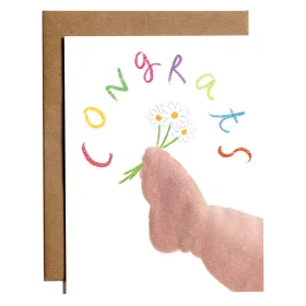 Heartwarming Congratulations Clipart with Hand Holding Festive Flower Bouquet