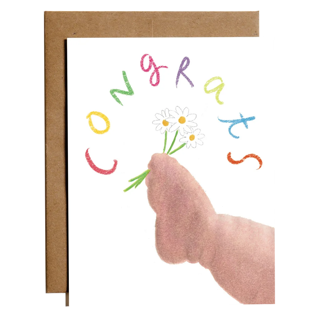 Heartwarming Congratulations Clipart with Hand Holding Festive Flower Bouquet