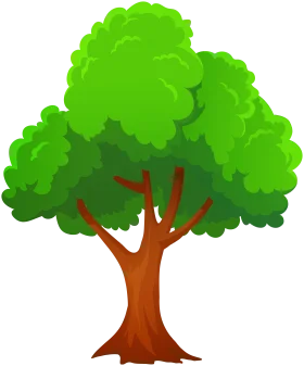 Lush Green Deciduous Tree Clipart Illustration with Textured Foliage