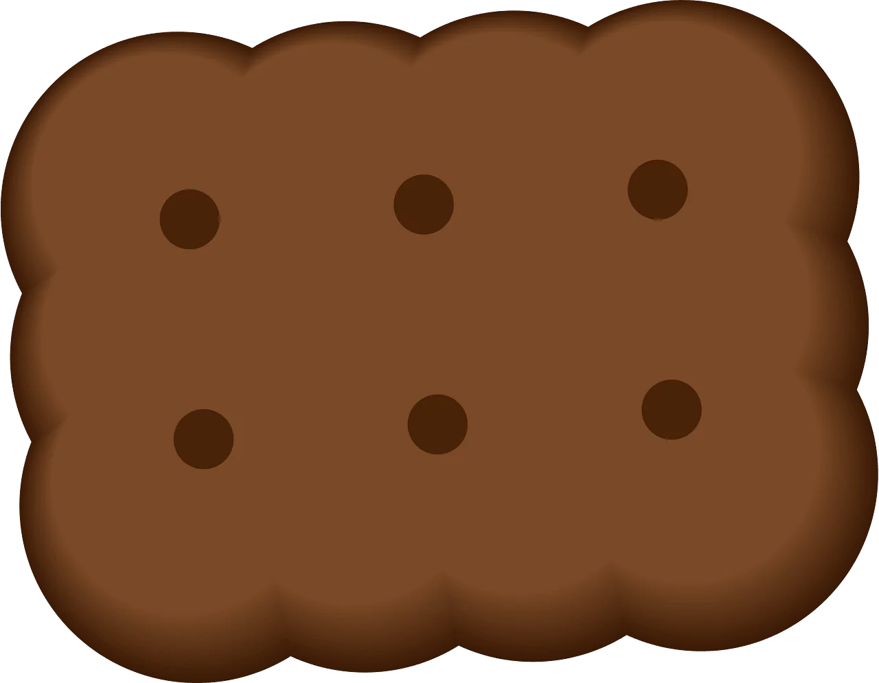 Warm Brown Rectangle Cookie Clipart with Chocolate Dot Clusters