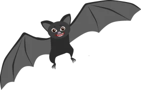 Adorable Cartoon Flying Bat Clipart - Cute Midnight Creature Illustration