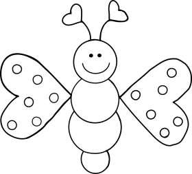 Charming Heart-Winged Butterfly Clipart with Playful Smiley Design
