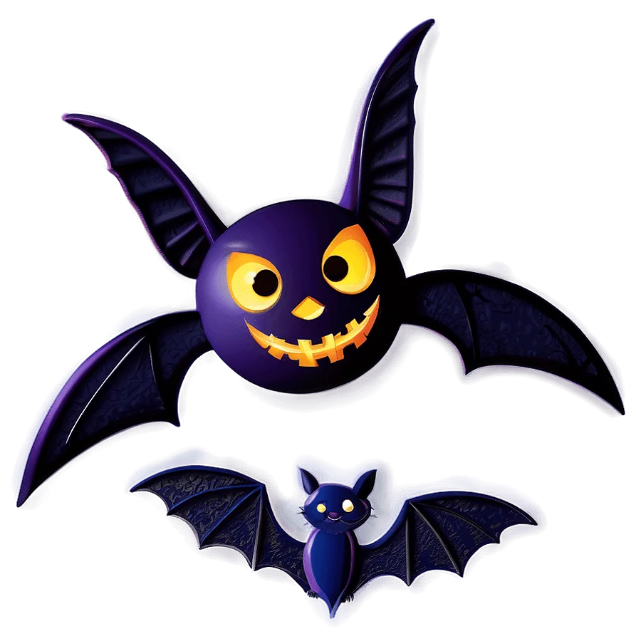 Spooky Halloween Cartoon Bats Clipart Collection with Playful Expressions