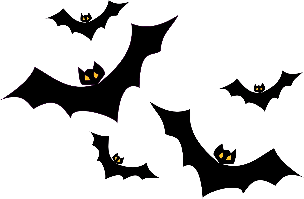 Spooky Halloween Night Flying Black Bats Silhouette Clipart Collection