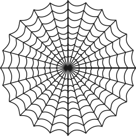 Intricate Symmetrical Spider Web Clipart Design with Radial Pattern
