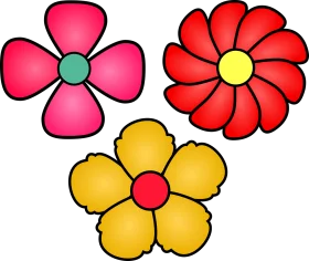 Cheerful Blossoming Flower Clipart Collection with Playful Color Palette