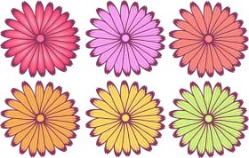 Cheerful Daisy-Style Flower Clipart Collection with Warm Color Palette