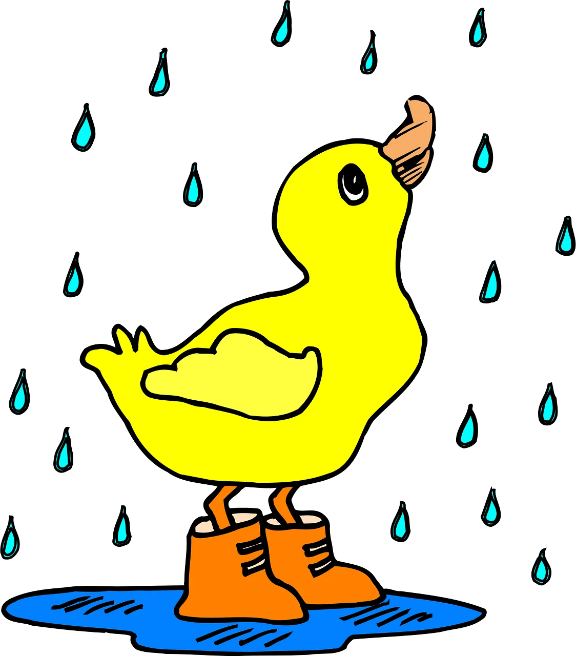 Cheerful Yellow Rubber Duckie Enjoying Rainy Day Clipart Adventure