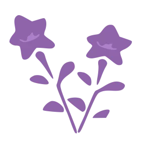 Elegant Purple Star-Shaped Floral Clipart Design with Symmetrical Leaves
