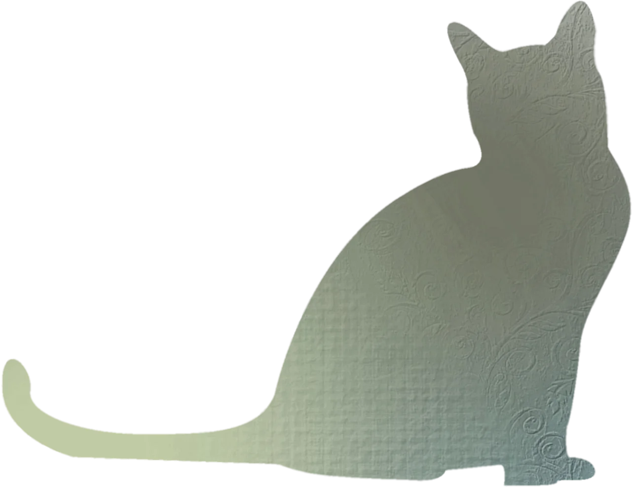 Serene Sage Green Cat Silhouette Minimalist Clipart Design