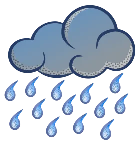 Soft Blue Rainy Clouds Clipart Illustration with Gentle Droplet Patterns