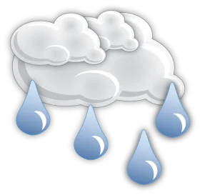 Soft Gray and Blue Raincloud Clipart Illustration with Falling Droplets