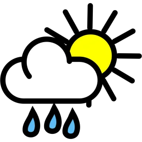 Charming Weather Icon Clipart Showcasing Sunshine and Rainy Conditions