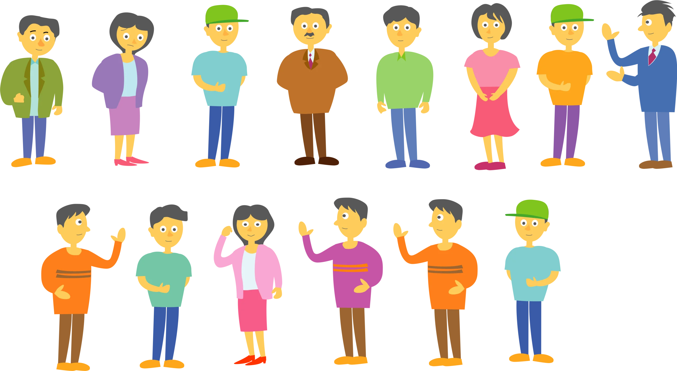 Diverse Collection of Simplified Human Figure Clipart Illustrations