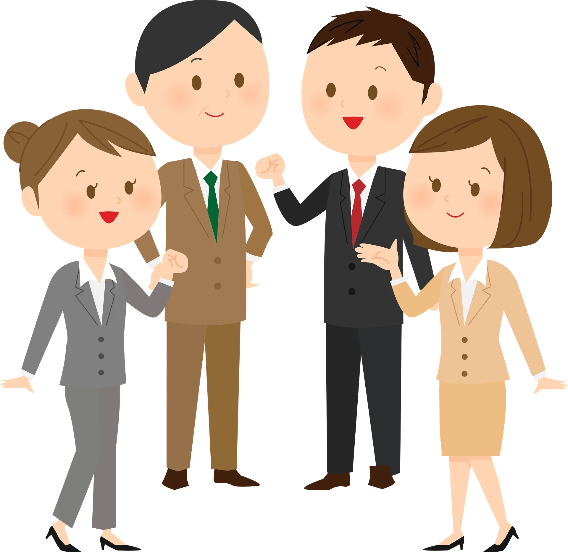 Professional Business Team Clipart Illustration with Diverse Corporate Attire