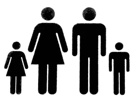 Simple Stick Figure Family Silhouette Clipart Representing Diverse Ages