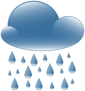 Soft Blue Rainy Weather Cloud Shedding Tearlike Water Droplets Clipart Illustration