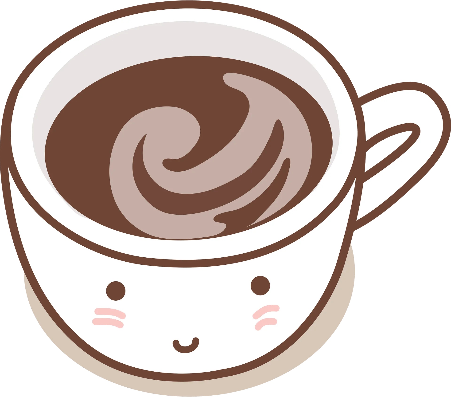 Adorable Kawaii Coffee Cup Clipart with Cute Smiling Face Design