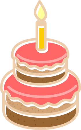 Charming Two-Tier Birthday Cake Clipart with Single Glowing Candle