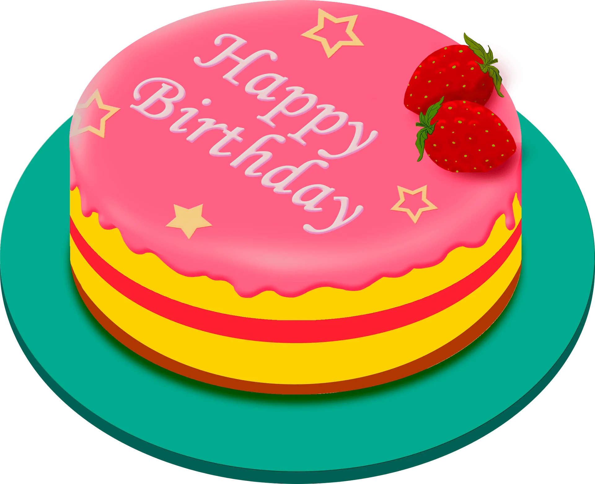 Delightful Pink and Yellow Happy Birthday Cake Celebration Clipart Design
