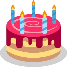 Festive Birthday Celebration Cake Clipart with Colorful Candles and Swirled Frosting