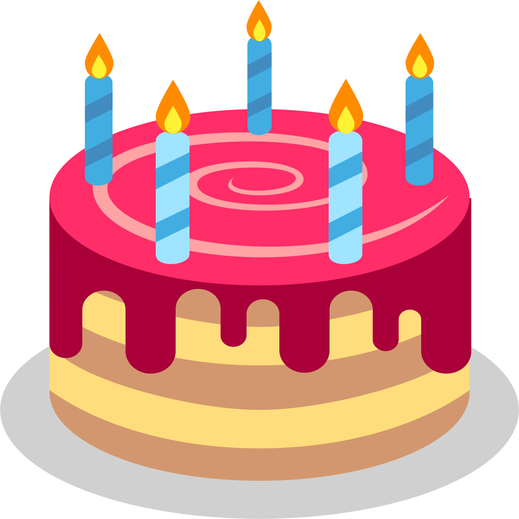 Festive Birthday Celebration Cake Clipart with Colorful Candles and Swirled Frosting