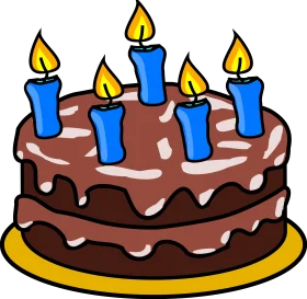 Festive Chocolate Birthday Cake Clipart with Blue Candles Celebration Design