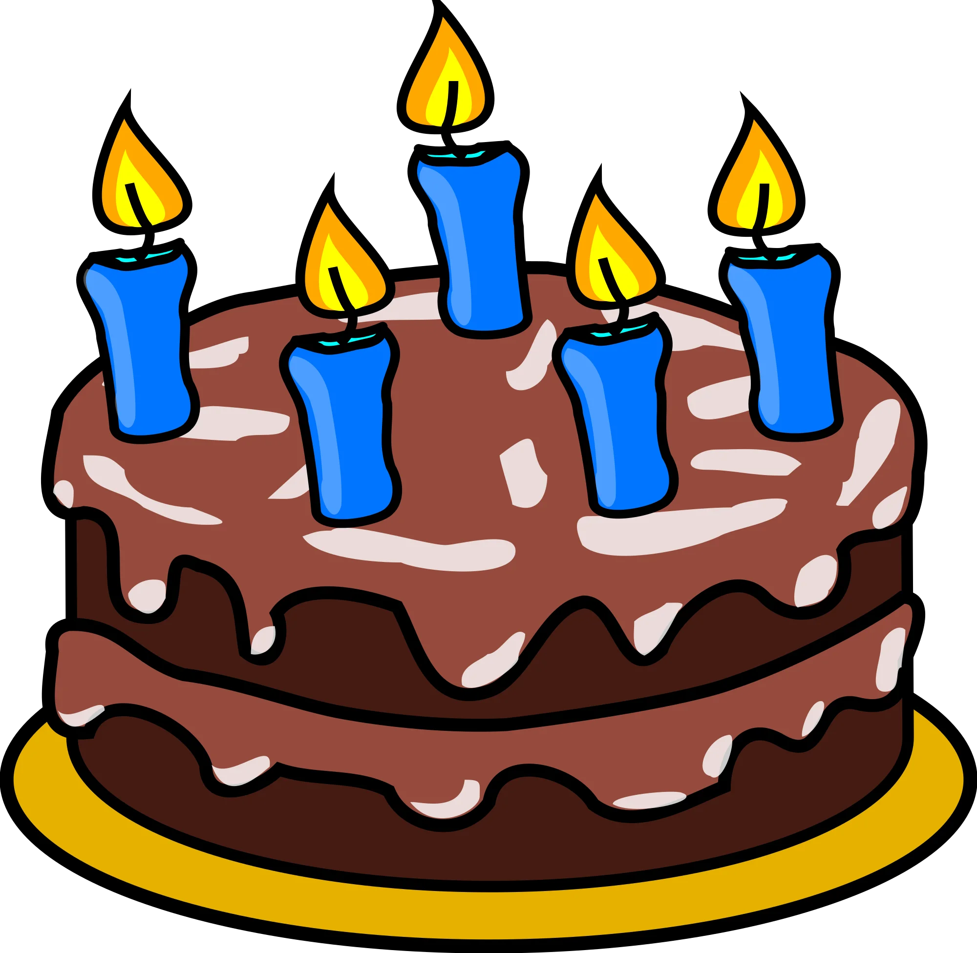 Festive Chocolate Birthday Cake Clipart with Blue Candles Celebration Design