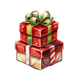 Festive Christmas Gift Stack Clipart with Elegant Ribbons and Starry Texture