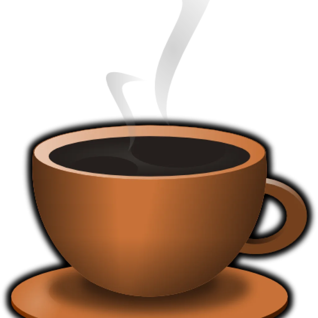 Rustic Ceramic Coffee Cup Clipart: Steaming Hot Beverage Illustration with Soft Shadows